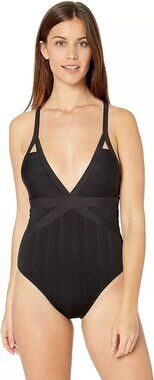 Athena Women's Fine Line Plunge One Piece Swimsuit sz - 6